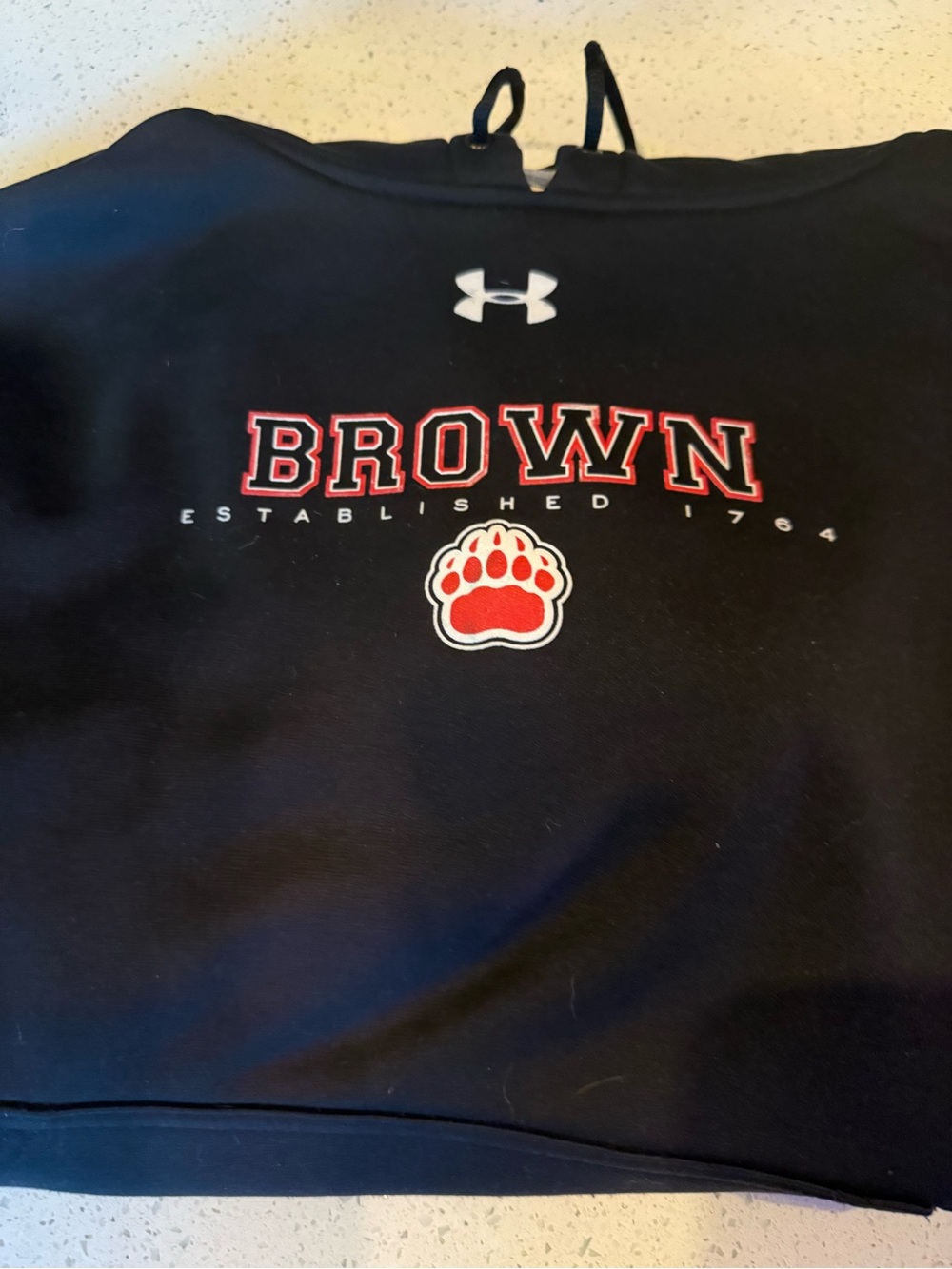 Brown University Under Armour Black Hoodie with Red & White Brown Paw Logo